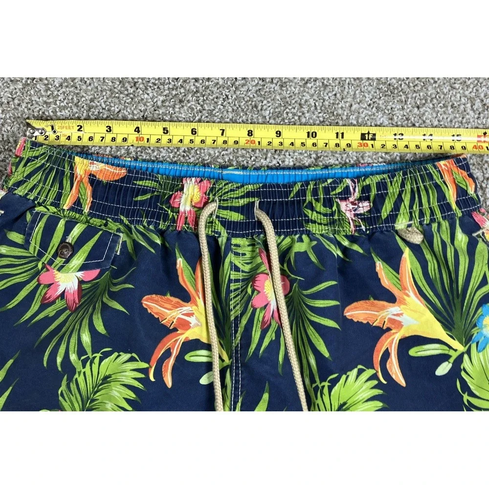 Polo‎ Ralph Lauren Men's Swim Trunks Tropical Hawaiian Size Medium Blue